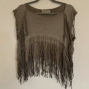 All Saints Fringe Crop Top